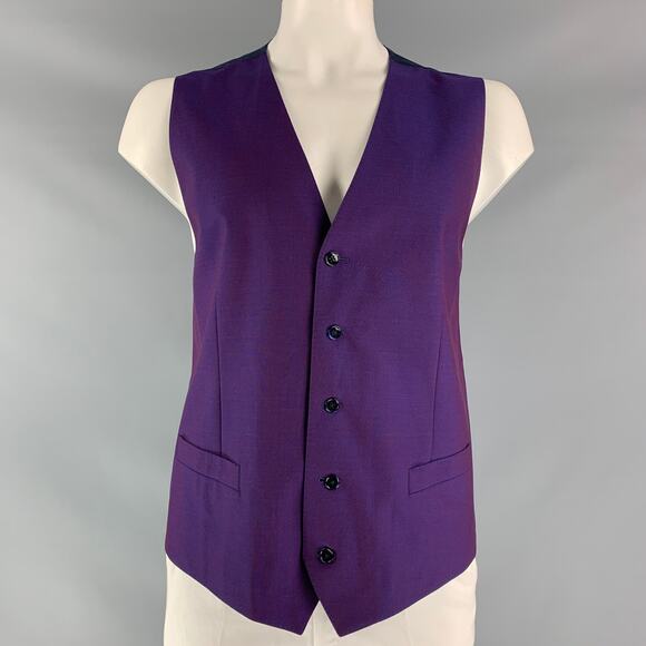 DOLCE & GABBANA Size 46 Iridescent Wool & Mohair Buttoned Vest - Picture 1 of 5